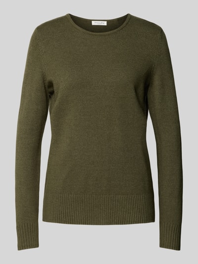 Peek & Cloppenburg Christian Berg WomanStrickpullover mit gerippten Abschlüssen in oliv melange Tägliche Deals