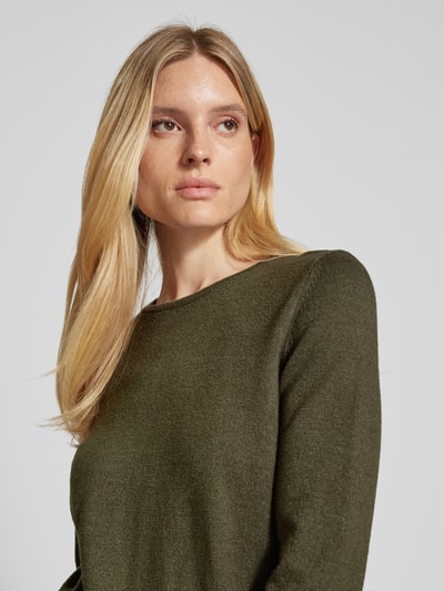 Peek & Cloppenburg Christian Berg WomanStrickpullover mit gerippten Abschlüssen in oliv melange Tägliche Deals