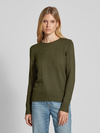 Peek & Cloppenburg Christian Berg WomanStrickpullover mit gerippten Abschlüssen in oliv melange Tägliche Deals