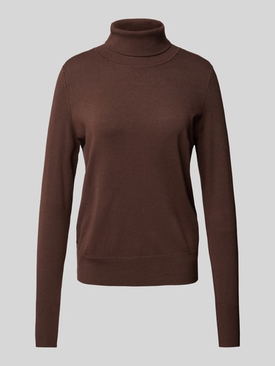 Peek & Cloppenburg Christian Berg WomanStrickpullover mit gerippten Abschlüssen in dunkelbraun Tiefpreis