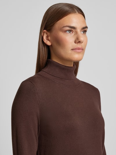 Peek & Cloppenburg Christian Berg WomanStrickpullover mit gerippten Abschlüssen in dunkelbraun Tiefpreis