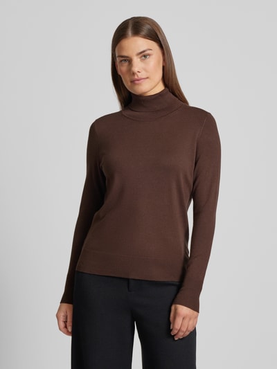 Peek & Cloppenburg Christian Berg WomanStrickpullover mit gerippten Abschlüssen in dunkelbraun Tiefpreis