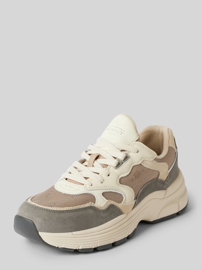 Peek & Cloppenburg GantLedersneaker mit Label-Details Modell 'Neuwill' in taupe Nur für heute