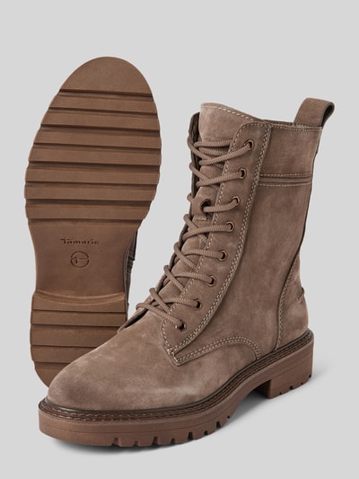 Peek & Cloppenburg TamarisSchnürboots aus Leder mit Ziernähten in mittelbraun Clearance-Verkauf