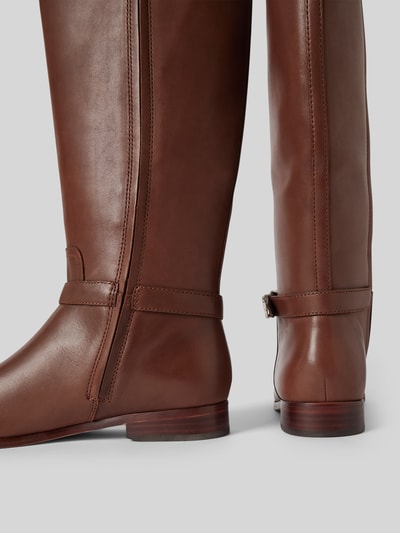 Peek & Cloppenburg Lauren Ralph LaurenLederstiefel mit Label-Applikation Modell 'BROOKE' in dunkelbraun 50% Rabatt für begrenzte Zeit
