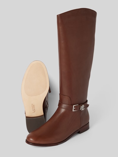 Peek & Cloppenburg Lauren Ralph LaurenLederstiefel mit Label-Applikation Modell 'BROOKE' in dunkelbraun 50% Rabatt für begrenzte Zeit