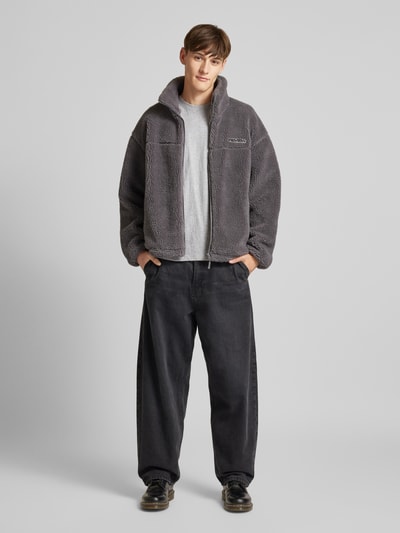 Peek & Cloppenburg REVIEWFleecejacke mit Label-Detail in dunkelgrau Lagerräumung