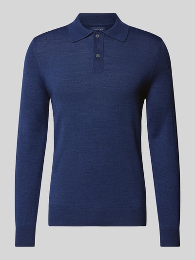 Peek & Cloppenburg Christian Berg MenSlim Fit Strickpullover mit Polokragen in dunkelblau melange Exklusive Angebote
