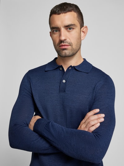 Peek & Cloppenburg Christian Berg MenSlim Fit Strickpullover mit Polokragen in dunkelblau melange Exklusive Angebote