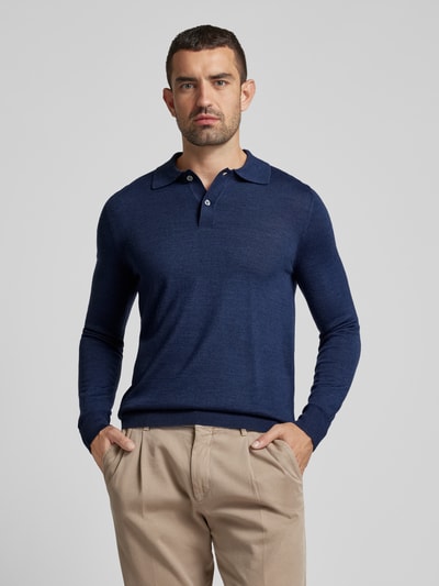 Peek & Cloppenburg Christian Berg MenSlim Fit Strickpullover mit Polokragen in dunkelblau melange Exklusive Angebote