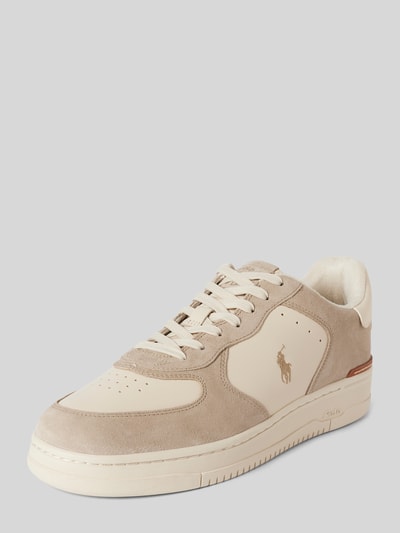 Peek & Cloppenburg Polo Ralph LaurenLedersneaker mit Logo-Stitching Modell 'MASTERS' in beige Weihnachtsangebot