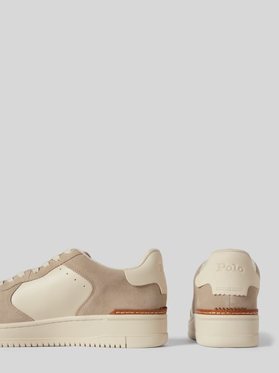 Peek & Cloppenburg Polo Ralph LaurenLedersneaker mit Logo-Stitching Modell 'MASTERS' in beige Weihnachtsangebot
