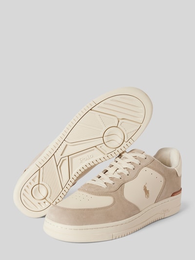 Peek & Cloppenburg Polo Ralph LaurenLedersneaker mit Logo-Stitching Modell 'MASTERS' in beige Weihnachtsangebot