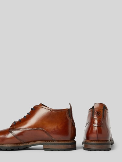 Peek & Cloppenburg bugattiDerby-Schuhe aus Leder mit Label-Print Modell 'Lobo' in cognac Saisonale Angebote