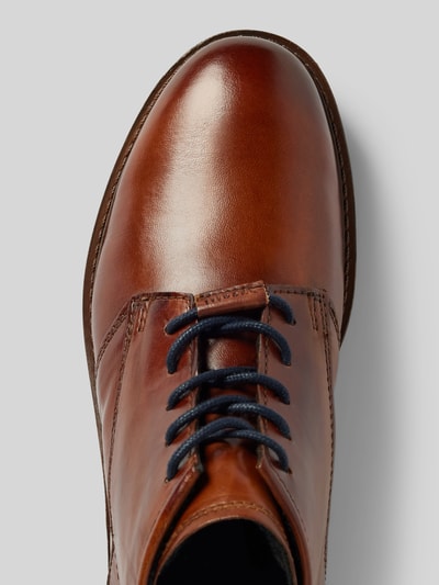 Peek & Cloppenburg bugattiDerby-Schuhe aus Leder mit Label-Print Modell 'Lobo' in cognac Saisonale Angebote
