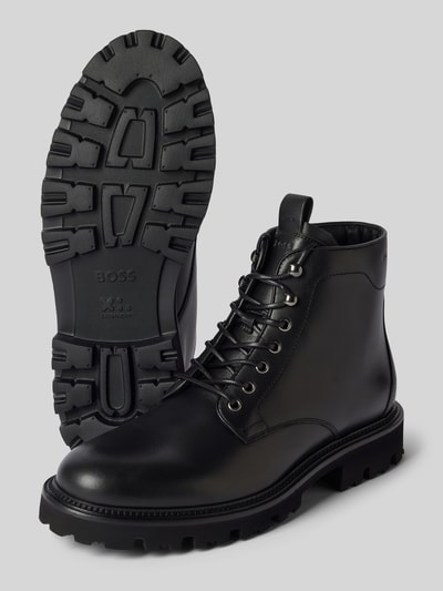 Peek & Cloppenburg BOSSSchnürboots aus Leder mit Zugschlaufe Modell 'Juylo' in black Letzte 2 Tage
