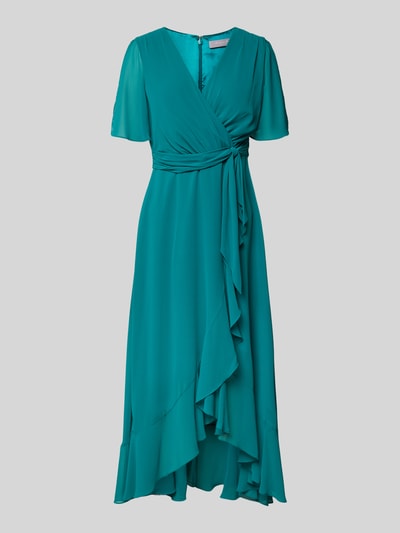 Peek & Cloppenburg Christian Berg CocktailKnielanges Cocktailkleid mit Volantsaum in grass mel Zeitlich begrenztes Angebot