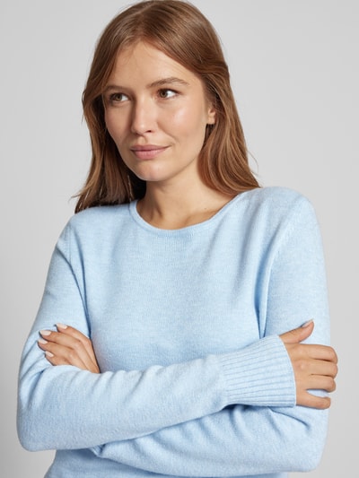 Peek & Cloppenburg Christian Berg WomanStrickpullover mit gerippten Abschlüssen in hellblau melange Wochenangebot