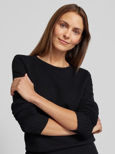 Peek & Cloppenburg Christian Berg WomanStrickpullover mit gerippten Abschlüssen in black Begrenzte Freigabe