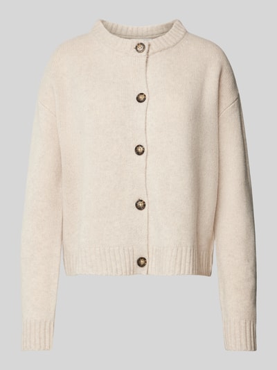 Peek & Cloppenburg Christian Berg WomanStrickjacke aus Wolle mit Rundhalsausschnitt in beige melange Letzter Tag