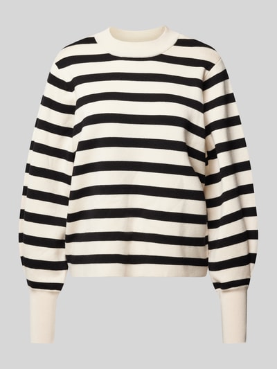 Peek & Cloppenburg Jake*s CollectionStrickpullover mit Ballonärmeln und Rundhalsausschnitt in offwhite Black Friday Preise