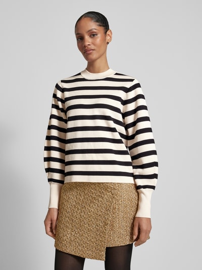 Peek & Cloppenburg Jake*s CollectionStrickpullover mit Ballonärmeln und Rundhalsausschnitt in offwhite Black Friday Preise