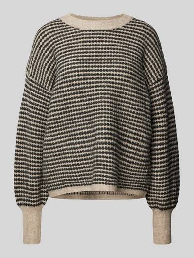 Peek & Cloppenburg KaffeStrickpullover mit gerippten Abschlüssen Modell 'ellery' in beige Im Verkauf