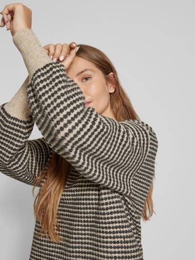 Peek & Cloppenburg KaffeStrickpullover mit gerippten Abschlüssen Modell 'ellery' in beige Im Verkauf