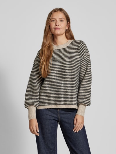 Peek & Cloppenburg KaffeStrickpullover mit gerippten Abschlüssen Modell 'ellery' in beige Im Verkauf