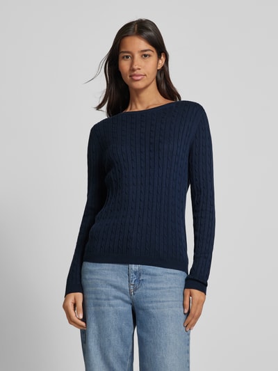 Peek & Cloppenburg Christian Berg WomanStrickpullover mit Zopfmuster in dunkelblau zollfrei
