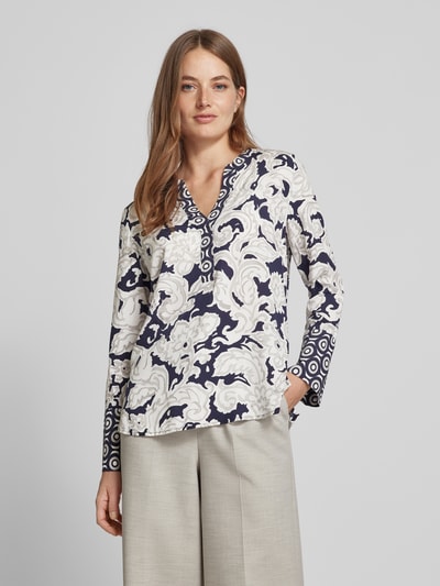 Peek & Cloppenburg Emily Van den BerghBlusenshirt mit V-Ausschnitt in dunkelblau Günstiger Verkauf