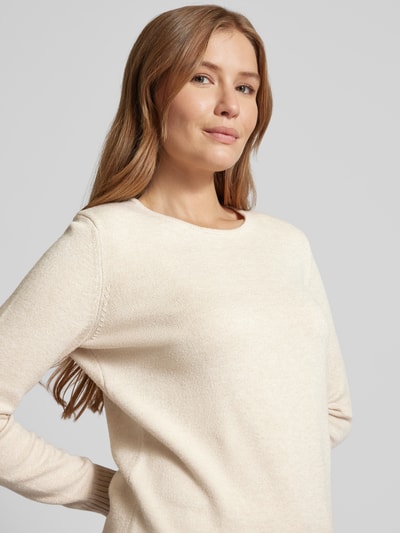 Peek & Cloppenburg Christian Berg WomanStrickpullover mit gerippten Abschlüssen in beige melange Limitierter Zeitrabatt