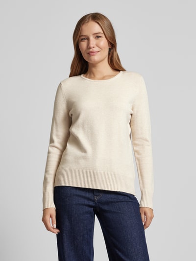 Peek & Cloppenburg Christian Berg WomanStrickpullover mit gerippten Abschlüssen in beige melange Limitierter Zeitrabatt