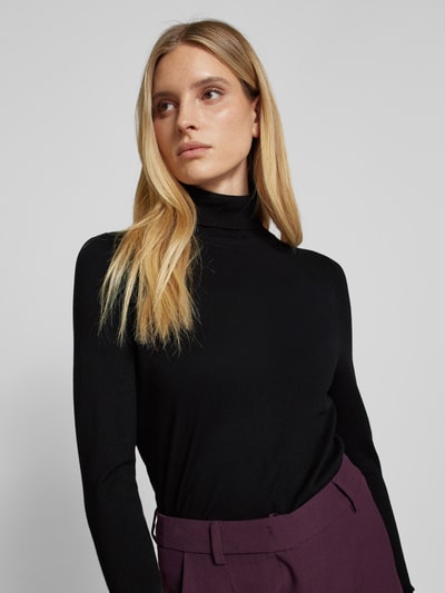 Peek & Cloppenburg Christian Berg WomanStrickpullover mit gerippten Abschlüssen in black Flash Sale
