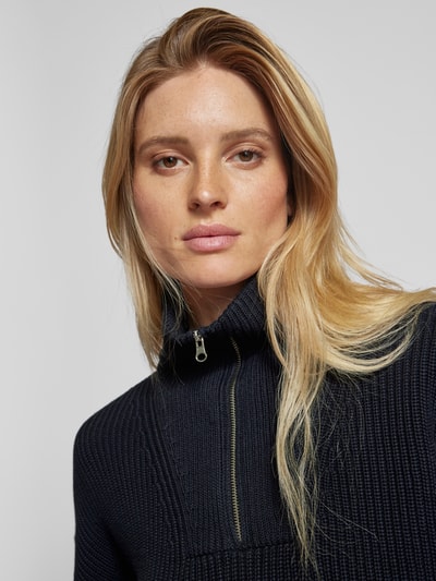 Peek & Cloppenburg Jake*s CasualStrickpullover mit Troyer-Kragen in dunkelblau Neueste Mode