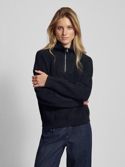 Peek & Cloppenburg Jake*s CasualStrickpullover mit Troyer-Kragen in dunkelblau Neueste Mode